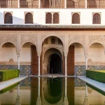 Court of the Myrtles with its reflecting pool in the Alhambra, Granada