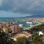 View over Málaga and its harbour from Gibralfaro Castle