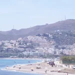 Beach and coastline at Nerja on the Costa del Sol
