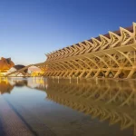 Príncipe Felipe Science Museum and the Hemisfèric at the City of Arts and Sciences in Valencia at dusk